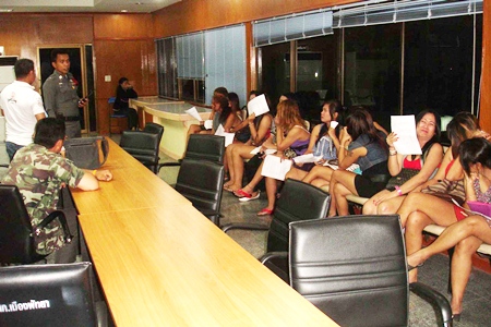 About 20 streetwalkers were rounded up from Beach Road around midnight March 24, fined 200 baht and released to go back to the beach.